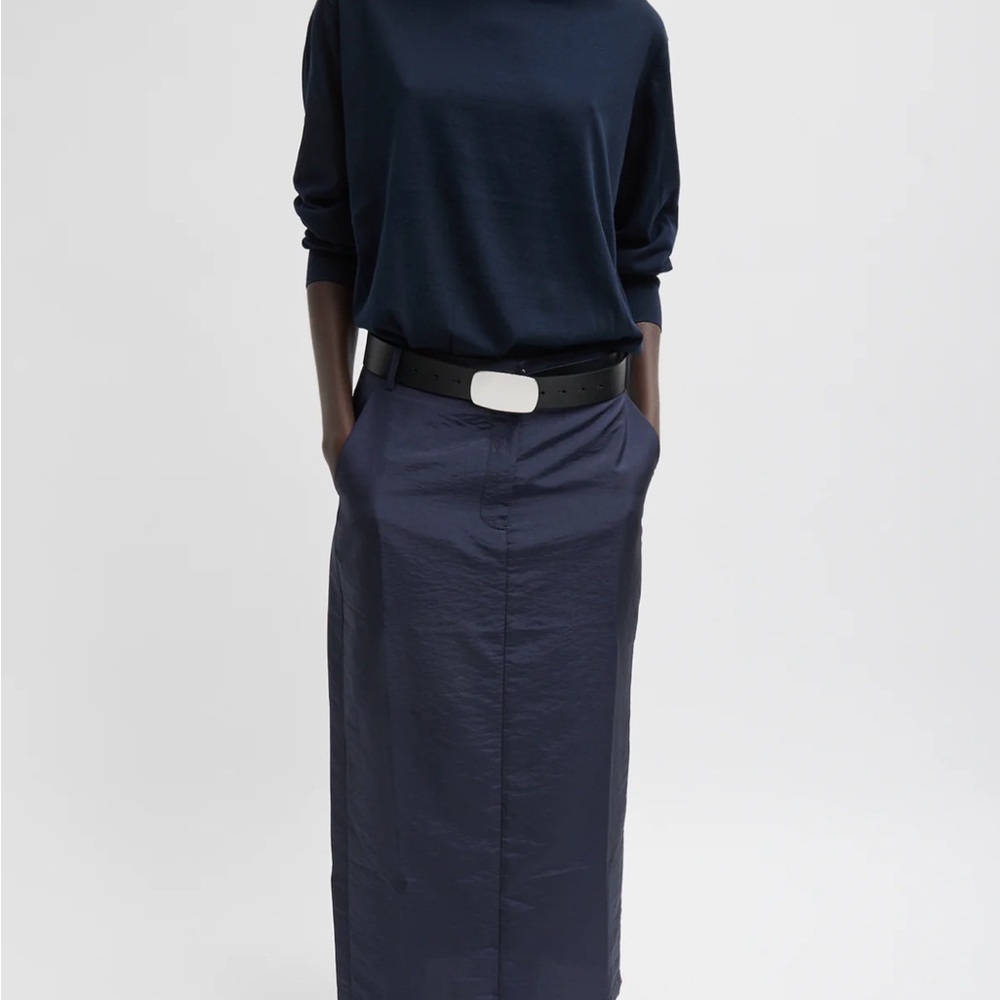 Tibi crispy nylon maxi skirt, navy, size 6